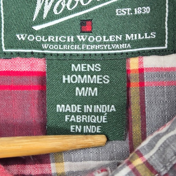 Woolrich Organic Cotton Plaid Shirt M Short Sleeve Outdoor Heritage Check - Picture 7 of 11